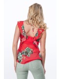 Coral floral blouse for everyday use MP28633 - Online store - Boutique